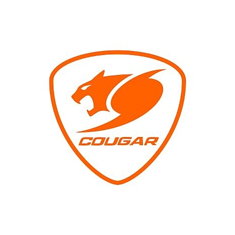 Oranges Cougar-Logo mit stilisiertem Raubtierkopf in einem wappenförmigen Rahmen auf weißem Hintergrund.