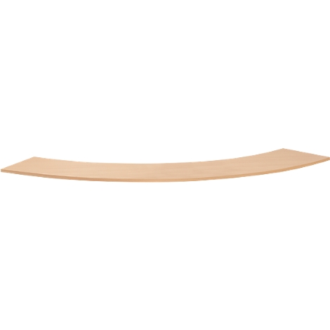Curved wooden board in light wood color. It is slightly curved.