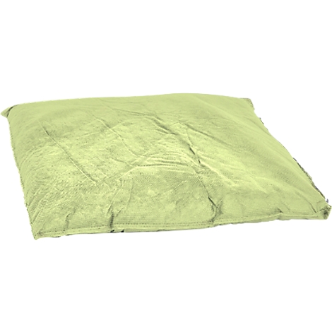 Un coussin carré vert clair avec une surface rugueuse et des coutures carrées.