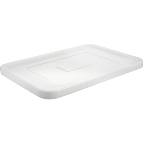 Couvercle blanc rectangulaire avec bord surélevé et détail carré au centre.