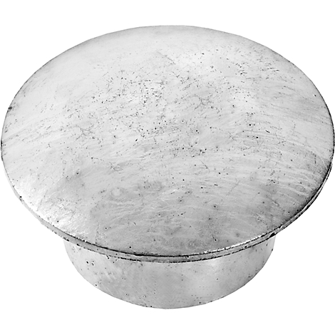A metallic round knob with a slightly domed lid and a cylindrical base, likely made of aluminum.