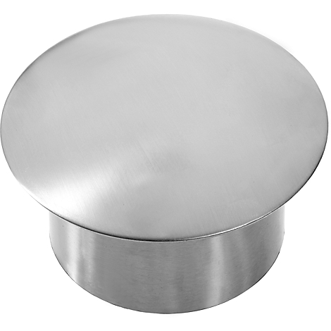 Round, metallic-looking lid with a cylindrical base, against a neutral background.