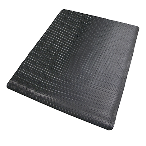 Black anti-fatigue mat with a diamond pattern.
