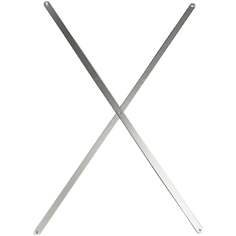 Two metal struts crossing in an X-shape, details on the ends.