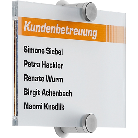 Sign with "Customer Service" and names of employees.