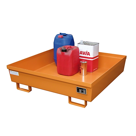 Cubeta colectora BAUER AO-4/A, acero, 280 l, An 1200 x P 1200 x Al 335 mm, naranja