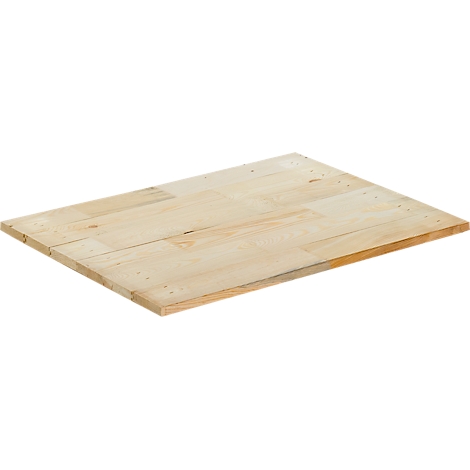 Tablero de madera de color beige claro hecho de varias tiras de madera. El grano es claramente visible. El fondo es blanco.