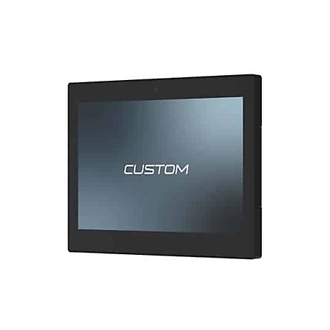 Tablette noire avec le mot « CUSTOM » sur l'écran.