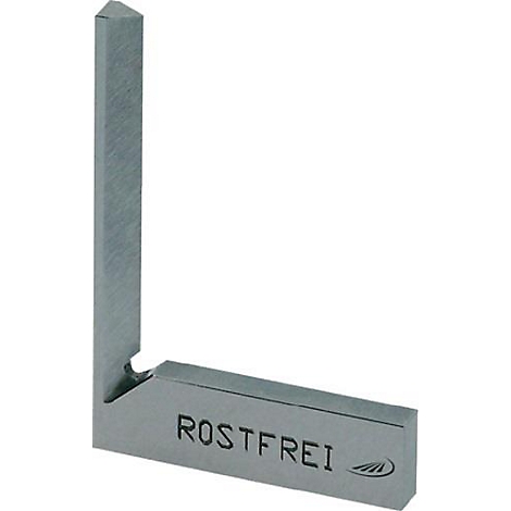 A right-angled metal angle. The edges are arranged at right angles to each other. The text 'ROSTFREI' is printed.
