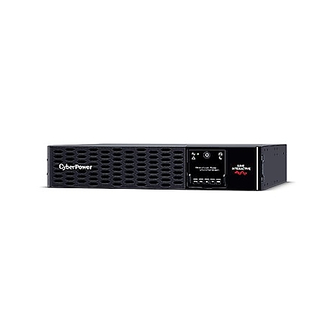 Schwarzes CyberPower-USV-Gerät mit Bildschirm und Logo.