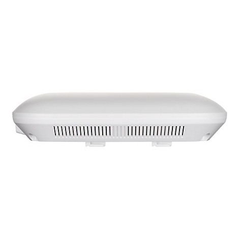 Draufsicht auf ein weißes, ovales Gerät mit Lüftungsschlitzen.