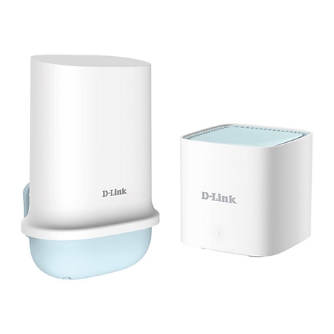 Zwei weiße D-Link-Router, einer länglich, der andere quadratisch, auf weißem Hintergrund.