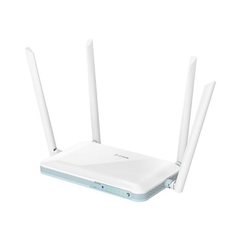 Ein weißer D-Link WLAN-Router mit vier Antennen, die aus dem Gehäuse ragen.