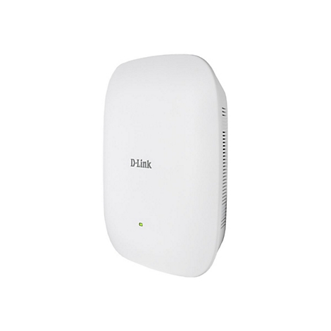 Appareil point d'accès D-Link blanc avec voyant vert. Inscription D-Link.