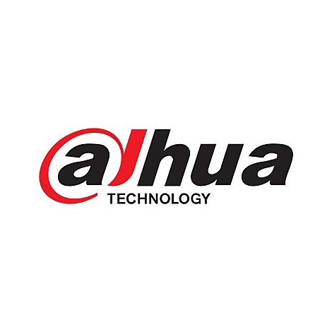 Das Dahua Technology Logo mit schwarzem Schriftzug und rotem Wirbel um den Buchstaben a.