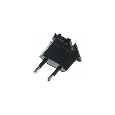 Schwarzer Eurostecker mit zwei Metallstiften.