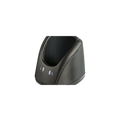 Station de recharge noir avec deux boutons et un emplacement.