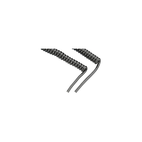 Zwei schwarze Spiralkabel, die sich in einer gewundenen Form überlagern.