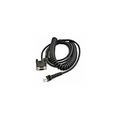 Schwarzes, spiralförmiges Kabel mit einem Stecker an jedem Ende.