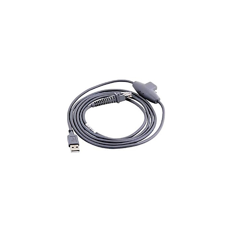 Graues USB-Kabel mit RJ45-Stecker und Steuerungseinheit.