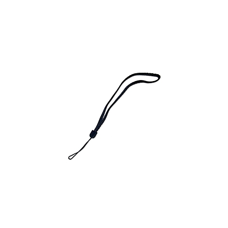 Schwarze Handschlaufe, gewebt, mit Schlaufe und Verschluss.