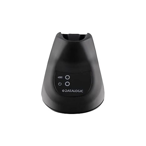 Schwarze Basisstation mit Datalogic-Logo und Betriebsanzeige.