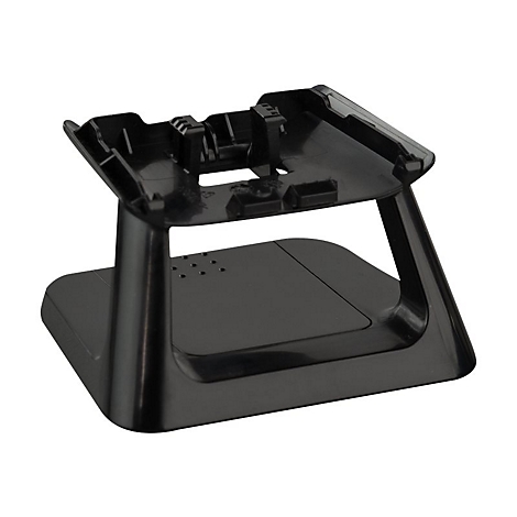 Base noire pour un appareil Ã©lectronique, par exemple une console, de forme angulaire et avec des ouvertures.