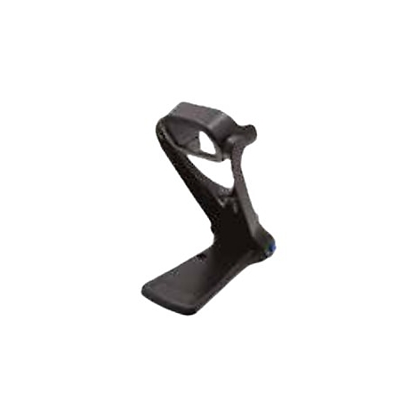 Schwarze, ergonomische Handhalterung aus Kunststoff mit Öse zur Befestigung vor weißem Hintergrund.