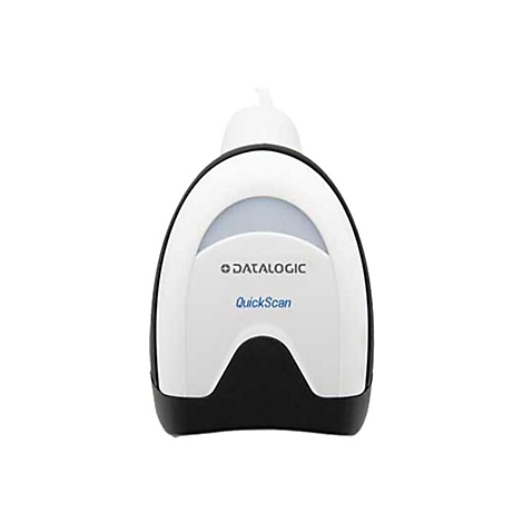 Ein weiß-schwarzer Barcode-Scanner mit der Aufschrift "DATALOGIC QuickScan".