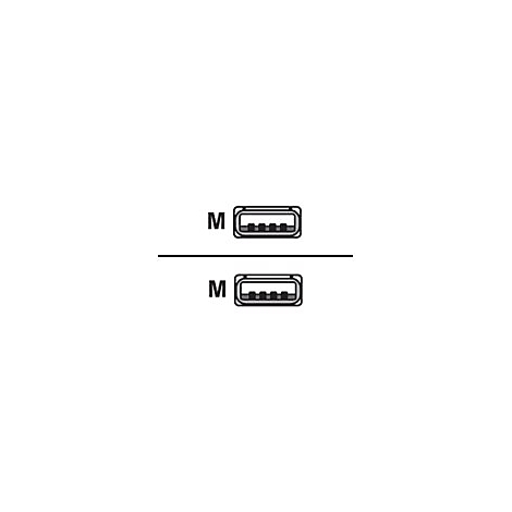 Zwei USB-A-Anschlüsse mit dem Buchstaben 'M' daneben.