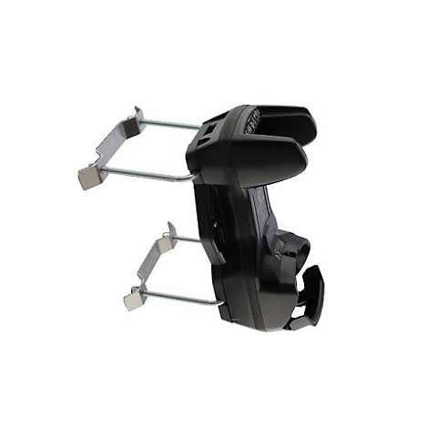 Appareil de grill noir avec des supports métalliques. Sur fond blanc.