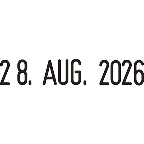Date notation: 28. AUG. 2026, in black, clear font.