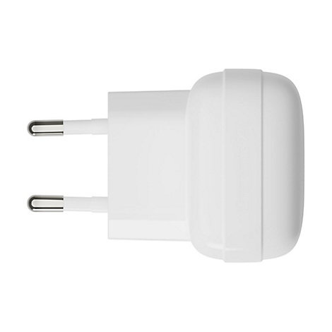 Adaptateur de prise blanc, de type européen.