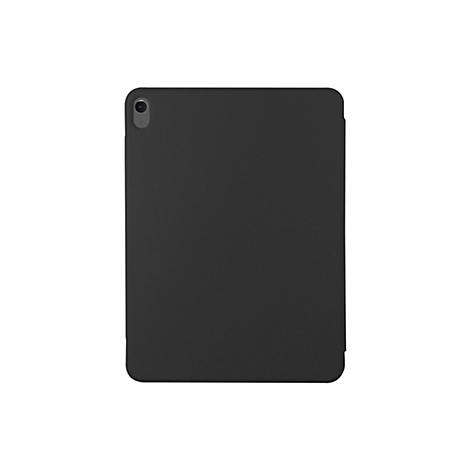 Schwarze Tablet-Hülle, leicht abgerundete Ecken, Kamera-Ausschnitt oben links.
