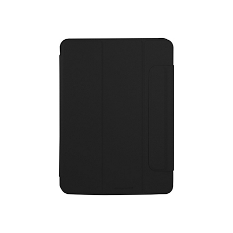 Schwarze Tablet-Hülle, rechteckige Form, mit Aussparung für einen Stift.