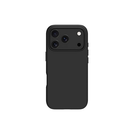 Coque de smartphone noire avec découpe pour appareil photo sur fond blanc.