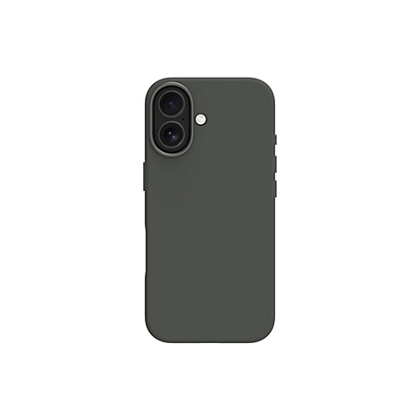 Coque de téléphone vert foncé avec découpe pour appareil photo et coins légèrement arrondis, sur fond blanc.