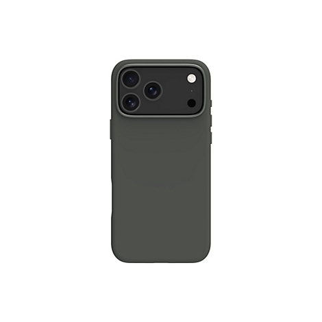 Coque de téléphone vert foncé avec trois objectifs et un flash sur fond blanc.