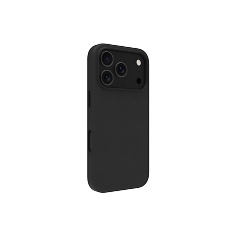 Coque de téléphone noire pour smartphone avec découpes pour appareil photo et boutons.