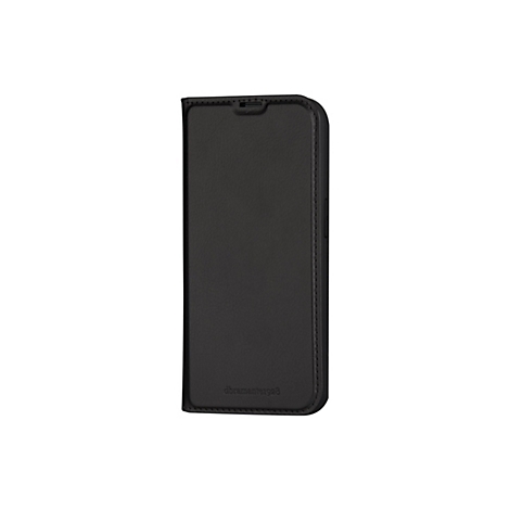 Schwarze Handyhülle mit Logo, Lederoptik.