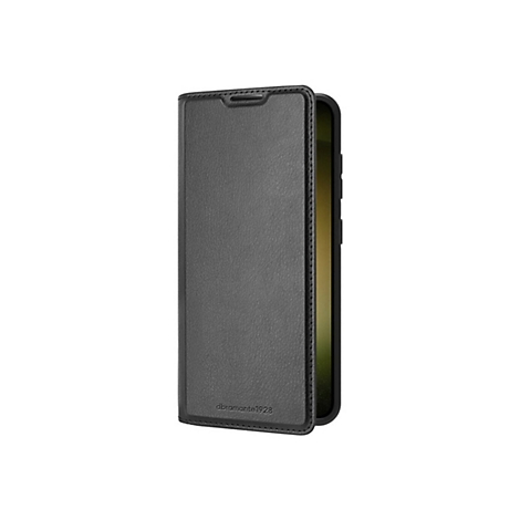 Graue Handyhülle aus Leder, teilweise geöffnet, mit sichtbarem Handy dahinter. Auf der Hülle steht "dbrante1928".