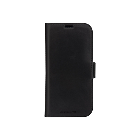 Étui de téléphone noir avec support, sur fond blanc. Le texte 'dbramante1928' est visible.