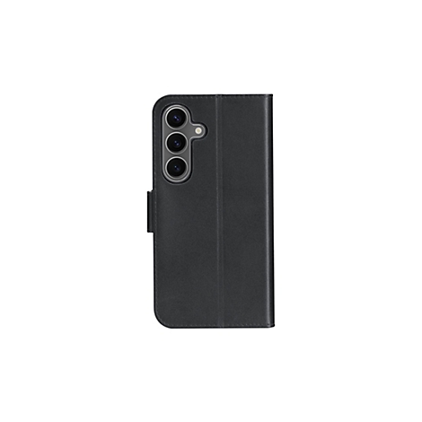Schwarze Handyhülle für Samsung, offene Klappe, Kameras sichtbar.