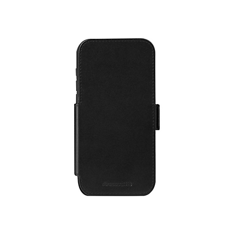 Schwarze Handyhülle mit Klappverschluss, vor weißem Hintergrund. Der Name „abramantel1928“ ist unten auf der Hülle zu sehen.