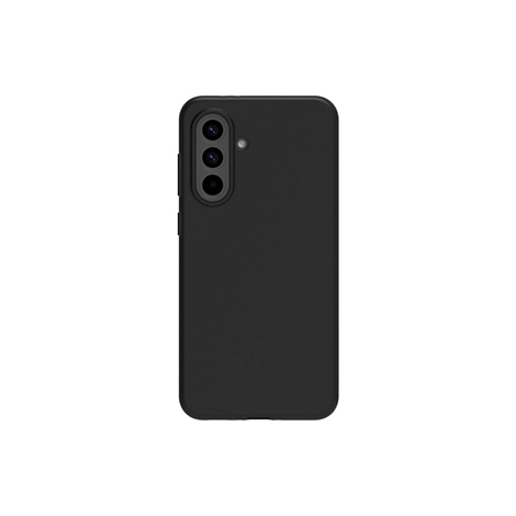 Schwarze Handyhülle mit drei Kameraöffnungen auf weißem Hintergrund.