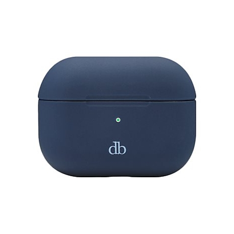 Dunkelblaue AirPods Hülle mit "db" Logo und grüner Anzeige.