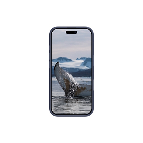 Ein Handy mit einem Bild von einer Buckelwalflosse, die aus dem Wasser springt.
