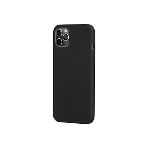 Schwarze Handyhülle für ein Smartphone mit mehreren Kameras, vor weißem Hintergrund.