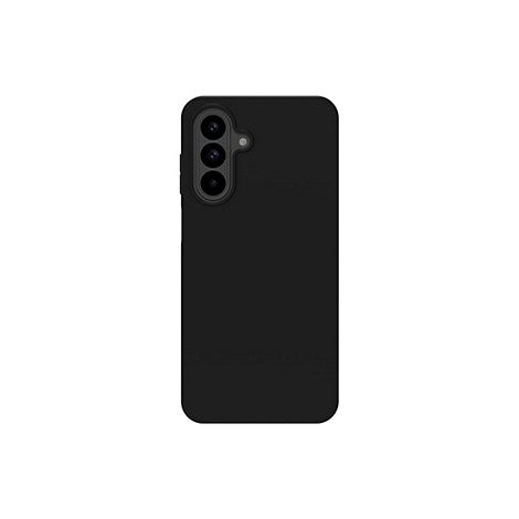 Schwarze Handyhülle mit drei Kameraobjektiven vor weißem Hintergrund.