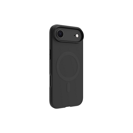 Schwarze Handyhülle mit MagSafe-Funktion, Kameraaussparung, Seitentasten und minimalistischem Design.